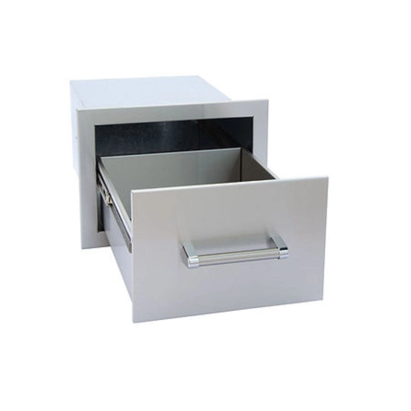 Kokomo Grills Outdoor Kitchen Stainless Steel Single Drawer KO-SD6 with 20” deep drawer, polished bar handle, and smooth ball bearing glides