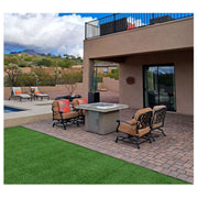 Kokomo Grills Jamaica Fire Table with fire-glass, 3’5″ square, stucco Spectrum Brown finish, 35,000 BTU burner, valve control.