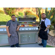 Kokomo Grills Teppanyaki Griddle Built-In BBQ Grill with Side Burner and storage drawers in stainless steel countertop outdoor kitchen.