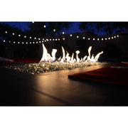 Kokomo Grills Entertainer Bar Gas Fire Pit Table with clear fire glass, stainless steel, and regulated flame control.