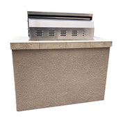 Kokomo Grills St. Martin 4' Charcoal Built In BBQ Island with 32" stainless steel grill and Spectrum Brown stucco finish.