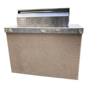 Kokomo Grills Panama 4' BBQ Island with 4 burner stainless steel built-in grill, tile countertop, and stucco finish.