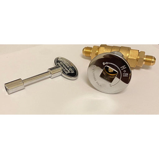 KoKoMo Grills Key Valve Assembly 3/8 Inch Flare Fitting Ball Valve with stainless key handle for precise gas flow control
