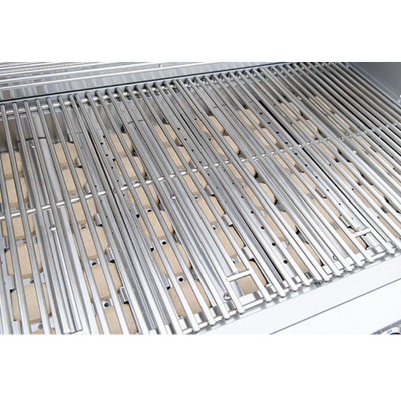 Kokomo Grills 5 Burner 40 Inch Cart Model BBQ Grill with 304 stainless steel sear burning briquette grill grates and locking caster cart