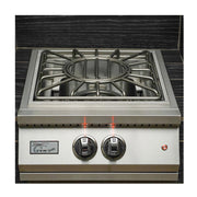 Kokomo Grills Professional Built-in Power Burner with stainless steel, LED-lit knobs, removable wok grate, and SureLight ignition system.