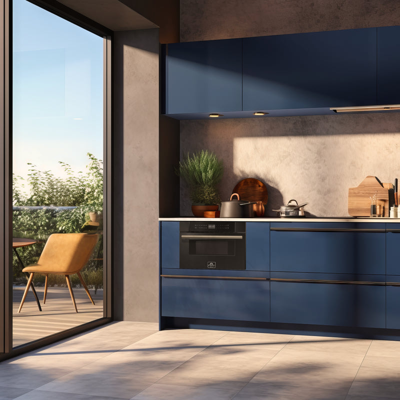 Forno Espresso Capoliveri 30" 1.2 cu. ft. Built-In Microwave Drawer in Black with Stainless Steel Handles, FMWDR3000-30BLK