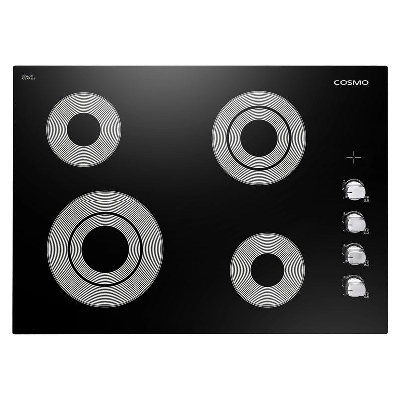 Cosmo 30" Electric Cooktop in Black, 4 Burners, Dual Zone Elements, COS-304ECC
