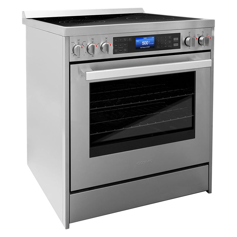 Cosmo 30" Vista Collection 5.0 cu. ft. Freestanding Electric Range in Stainless Steel, True Convection, 5 Burners, COS-305AERC