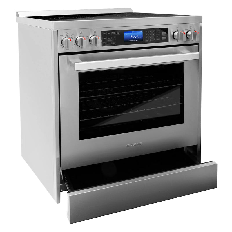 Cosmo 30" Vista Collection 5.0 cu. ft. Freestanding Electric Range in Stainless Steel, True Convection, 5 Burners, COS-305AERC