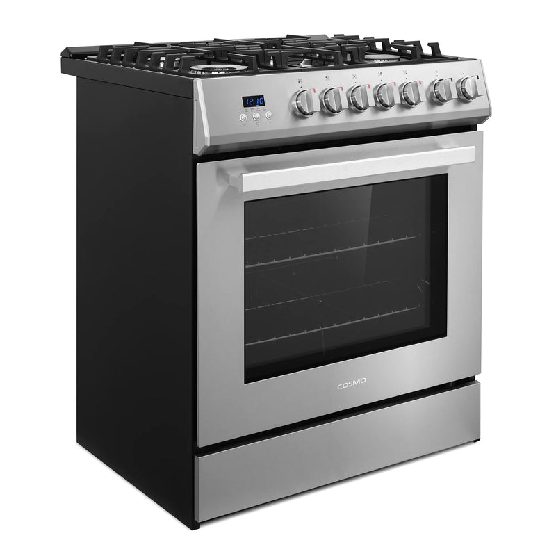 Cosmo 30" Nebula Collection 5.0 cu. ft. Freestanding Gas Range in Stainless Steel, Convection Oven, 5 Sealed Burners, COS-305AGC