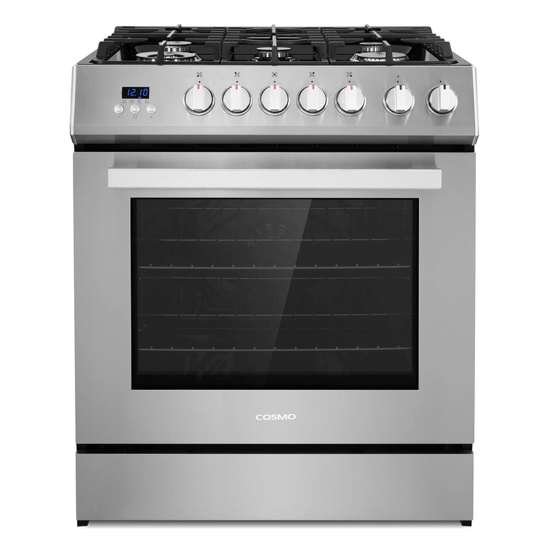 Cosmo 30" Nebula Collection 5.0 cu. ft. Freestanding Gas Range in Stainless Steel, Convection Oven, 5 Sealed Burners, COS-305AGC