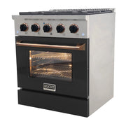 Kucht Professional 30" 4.2 cu ft. Natural Gas Range with Black Door and Gold Knobs, KNG301-K-GOLD