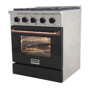 Kucht Professional 30" 4.2 cu ft. Propane Gas Range with Black Door and Rose Gold Knobs, KNG301/LP-K-ROSE