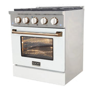 Kucht Professional 30" 4.2 cu ft. Propane Gas Range with White Door and Gold Knobs, KNG301/LP-W-GOLD