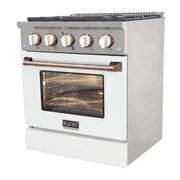 Kucht Professional 30" 4.2 cu ft. Natural Gas Range with White Door and Rose Gold Knobs, KNG301-W-ROSE