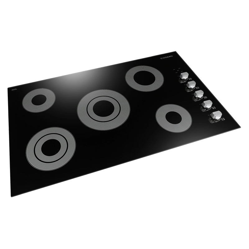 Cosmo 36" Electric Ceramic Glass Cooktop in Black, 5 Burners, Dual Zone Elements, COS-365ECC