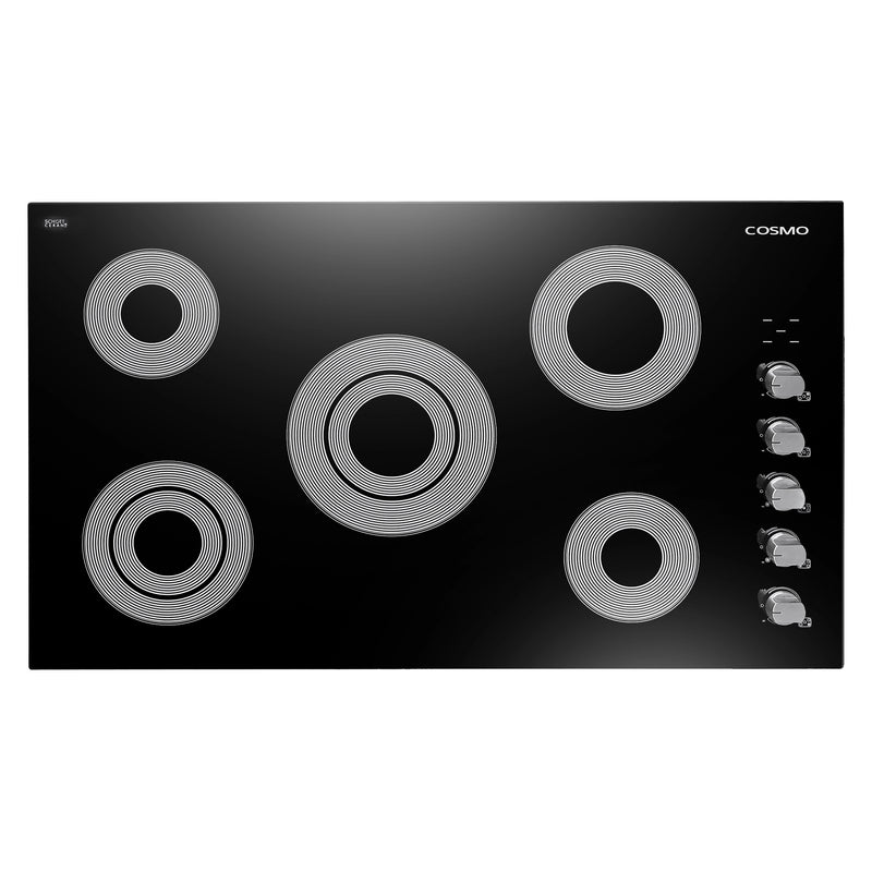 Cosmo 36" Electric Ceramic Glass Cooktop in Black, 5 Burners, Dual Zone Elements, COS-365ECC