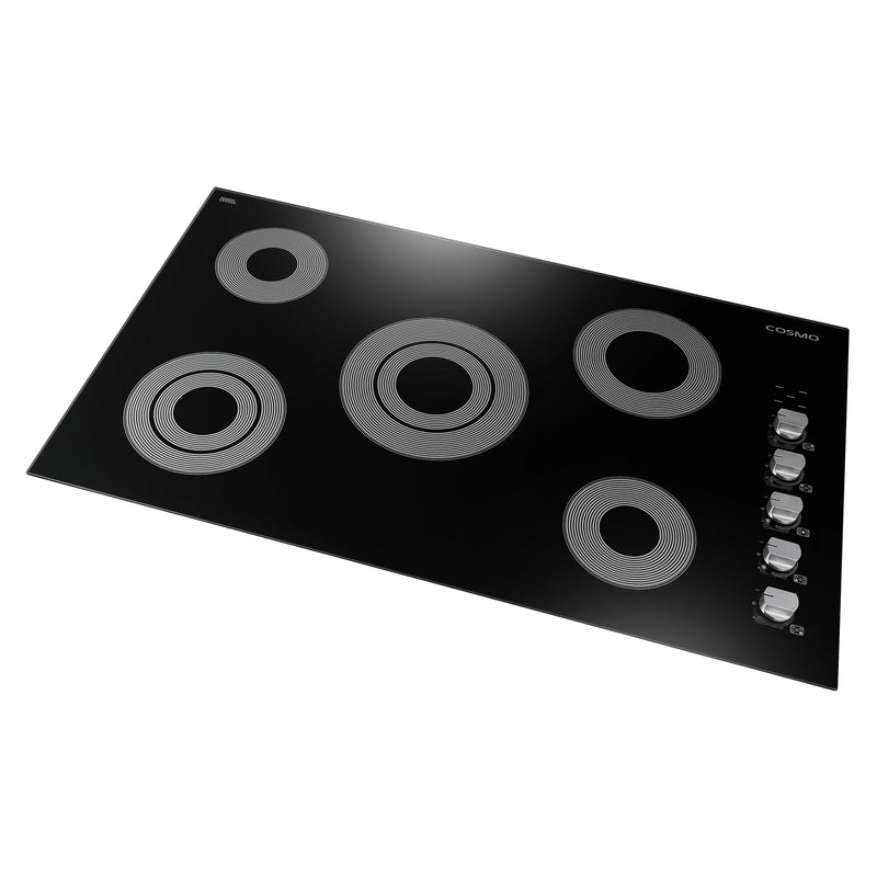 Cosmo 36" Electric Ceramic Glass Cooktop in Black, 5 Burners, Dual Zone Elements, COS-365ECC