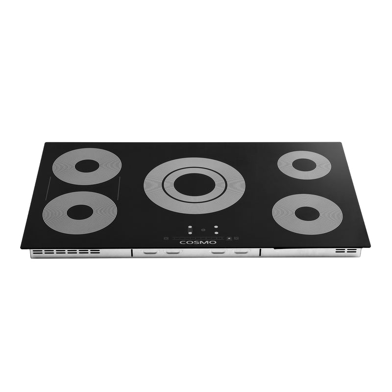Cosmo 36" Electric Ceramic Glass Cooktop, 5 Burners, Triple Zone Element, Sync Burners, COS-365TBECC