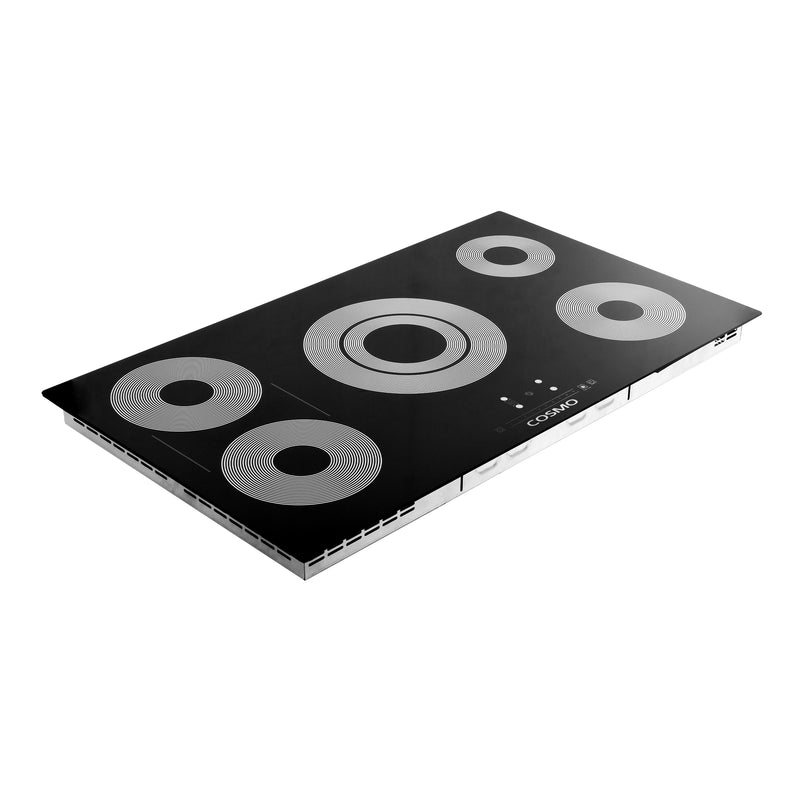 Cosmo 36" Electric Ceramic Glass Cooktop, 5 Burners, Triple Zone Element, Sync Burners, COS-365TBECC