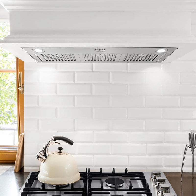 Cosmo 36" Lumin Collection Ducted Insert Range Hood in Stainless Steel, 380 CFM, LED Lights, COS-36IRHP