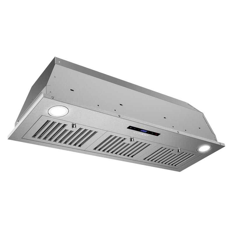 Cosmo 36" Lumin Collection Insert Range Hood in Stainless Steel, 380 CFM, Touch Controls, LED Lights, COS-36IRHS