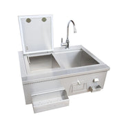 Kokomo Grills 30" Built-In Bartender Cocktail Station with 30” stainless steel sink, faucet, ice chest, bottle opener, and towel bar.