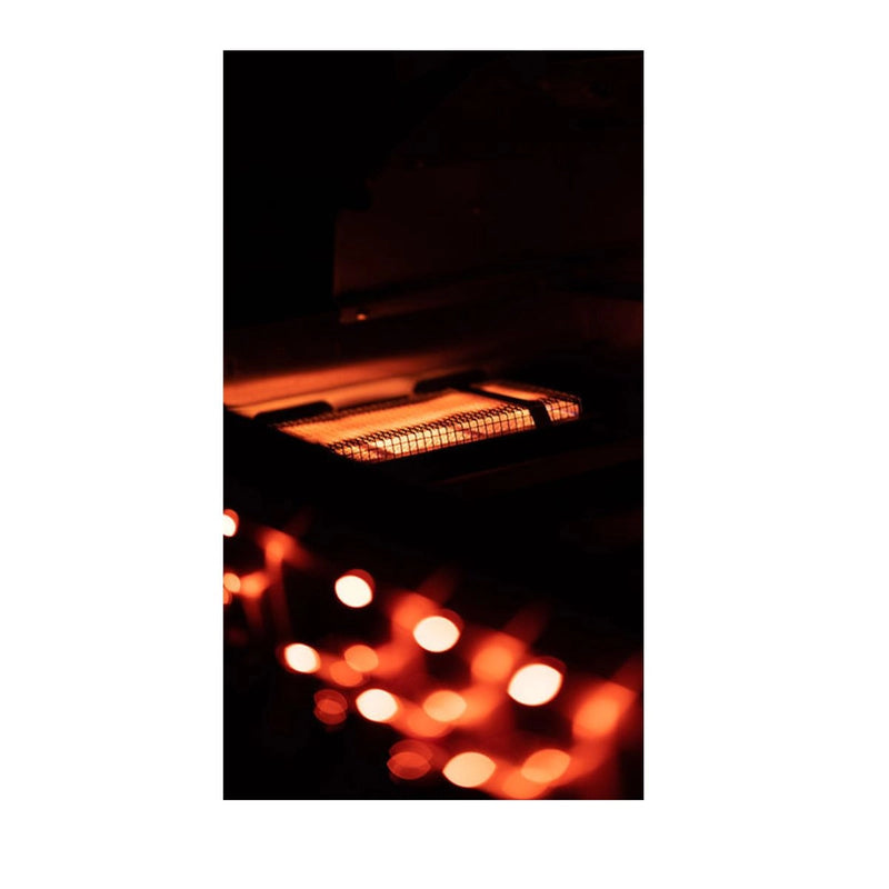 Kokomo Grills BBQ Grill Infrared Sear Zone Burner KO-IRSB with stainless steel grids glowing red for high-heat searing.