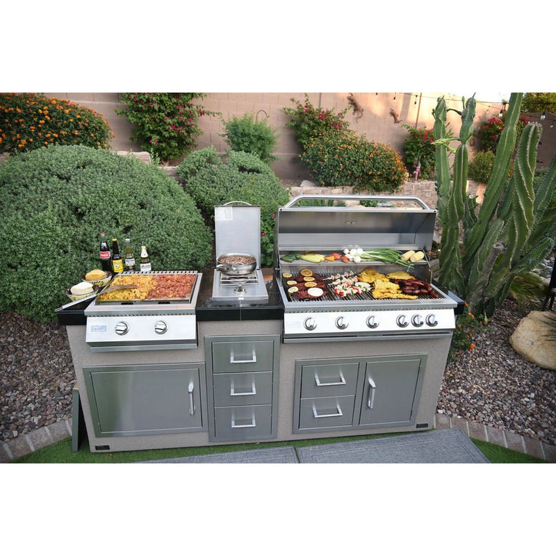 Kokomo Grills Single Side Burner KO-BAK1BG stainless steel built-in 12000 BTU burner with polished handles and SureLight ignition.