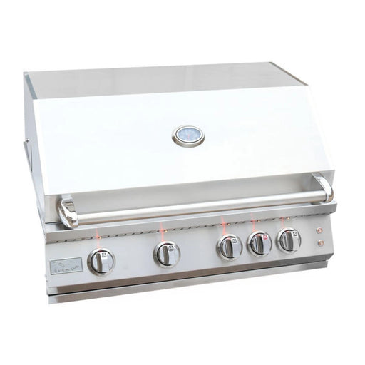 Kokomo Grills Professional Now We're Grilling Kombo Pack stainless steel 4 burner grill with built-in thermometer and illuminated control knobs