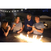 Kokomo Grills Entertainer Bar Gas Fire Pit Table with clear fire glass, 6' x 42", stainless steel, ideal for social gatherings.