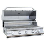Kokomo Grills 40” Built in Gas Grill with 5 stainless steel burners, infrared back burner, and temperature gauge in sleek design.