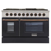 Kucht Professional 48" 6.7 cu ft. Natural Gas Range with Black Door and Gold Knobs, KNG481-K-GOLD