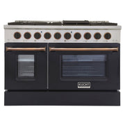 Kucht Professional 48" 6.7 cu ft. Propane Gas Range with Black Door and Gold Knobs, KNG481/LP-K-GOLD