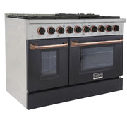 Kucht Professional 48" 6.7 cu ft. Natural Gas Range with Black Door and Rose Gold Knobs, KNG481-K-ROSE