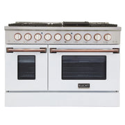 Kucht Professional 48" 6.7 cu ft. Natural Gas Range with White Door and White Knobs, KNG481-W-ROSE