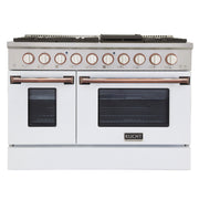 Kucht Professional 48" 6.7 cu ft. Propane Gas Range with White Door and White Knobs, KNG481/LP-W-ROSE