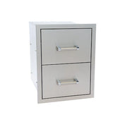 Kokomo Grills Outdoor Kitchen Stainless Steel Double Drawer KO-DD12 with 20” deep waterproof drawers and polished bar handles