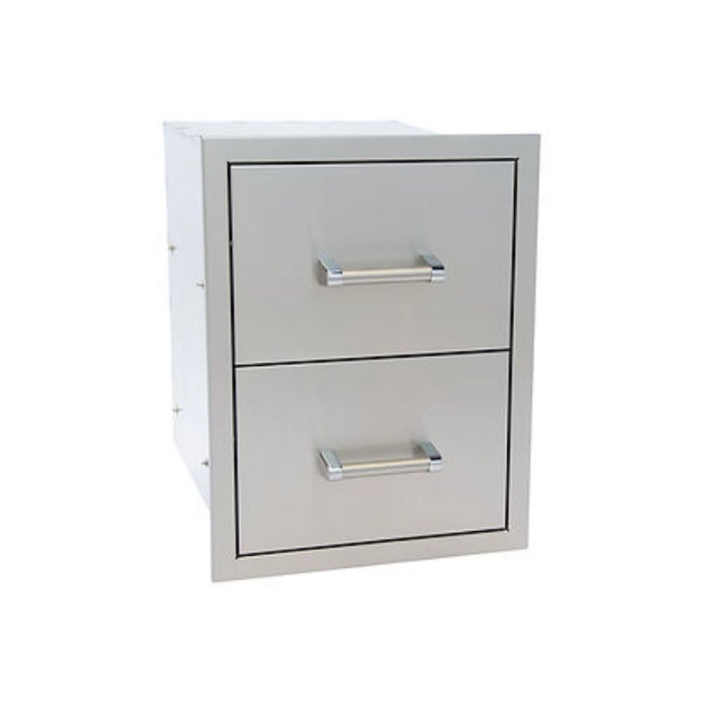 Kokomo Grills Outdoor Kitchen Stainless Steel Double Drawer KO-DD12 with 20” deep waterproof drawers and polished bar handles