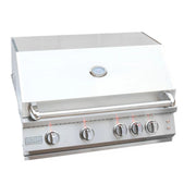 Kokomo Grills Professional Let's Get Grilling Kombo Pack stainless steel 4 burner built-in grill with illuminated knobs and built-in thermometer.