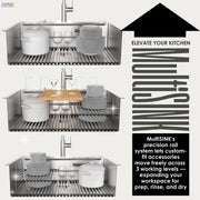 FORNO ACQUA 33 in. Drop-In/Undermount 3-Level Workstation Sink with Waterfall Faucet & Glass Rinser