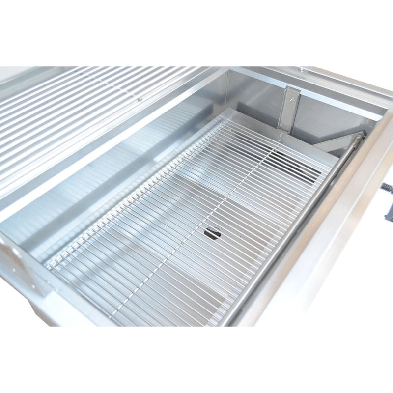 Kokomo Grills 32” Built-In Charcoal Grill with 304 stainless steel, adjustable charcoal tray, and double-wall hood for efficient grilling.