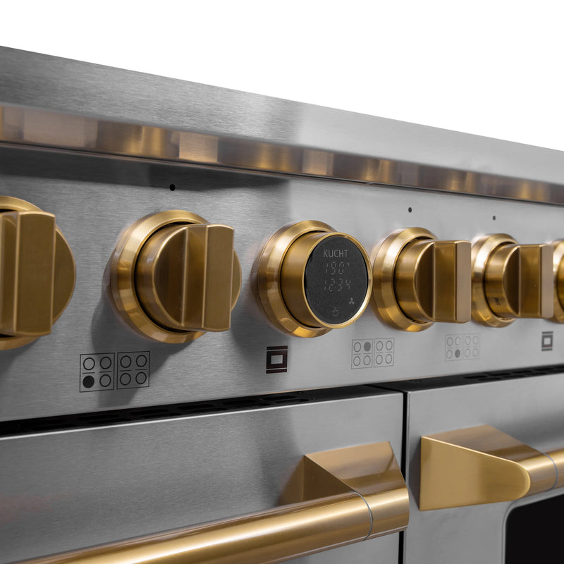 Kucht Professional 48" 6.7 cu ft. Propane Gas Dual Fuel Range with Gold Accents, KXP48-GL/LP
