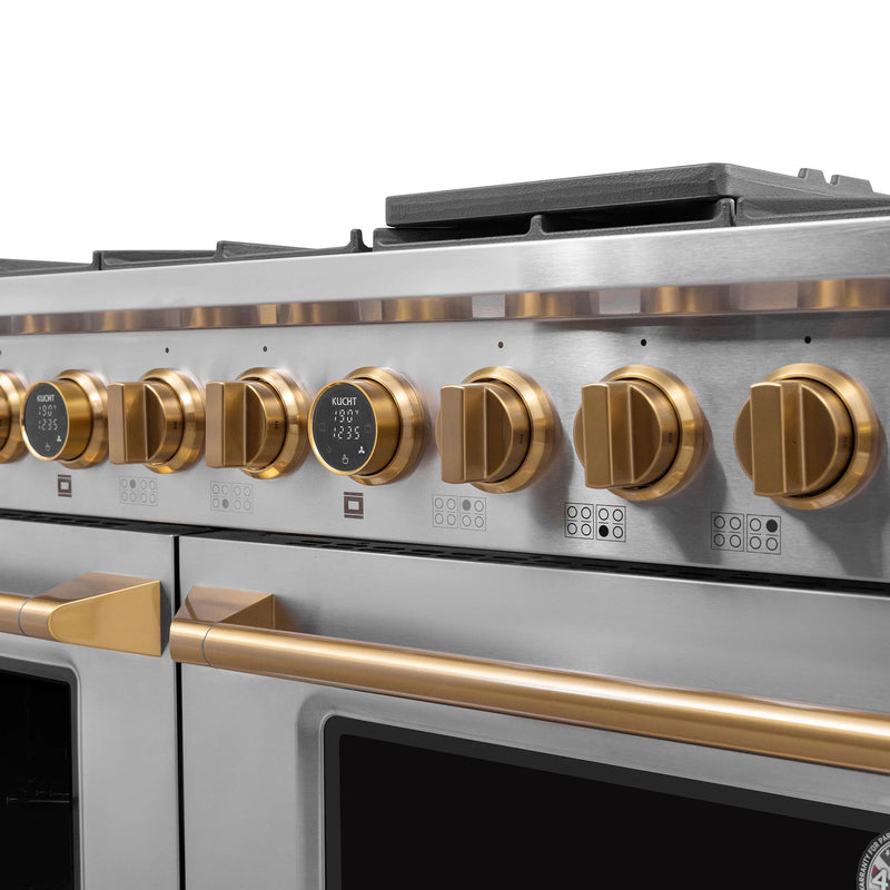 Kucht Professional 48" 6.7 cu ft. Propane Gas Dual Fuel Range with Gold Accents, KXP48-GL/LP