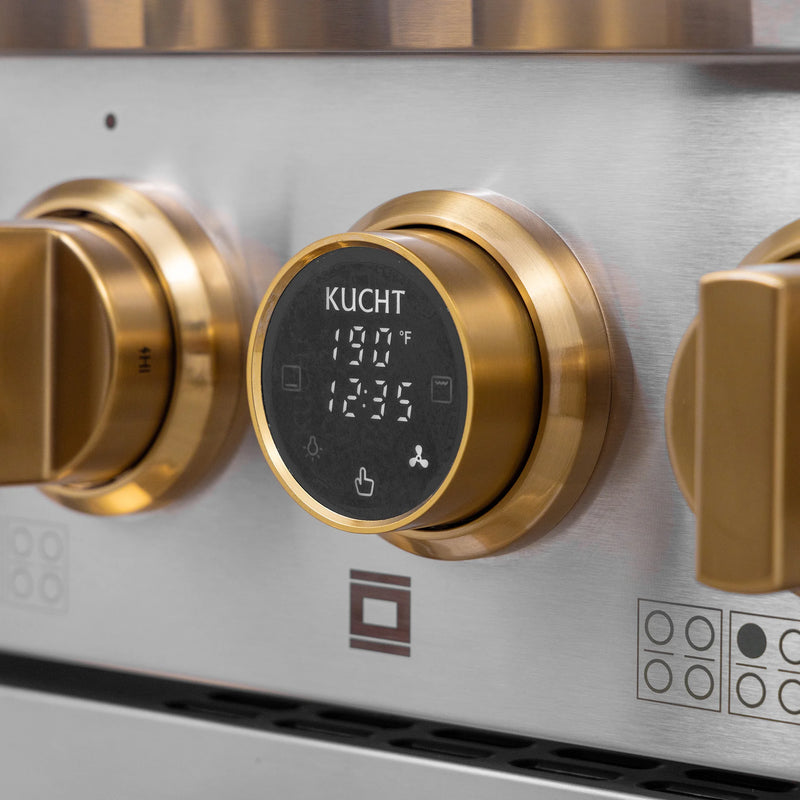 Kucht Professional 48" 6.7 cu ft. Propane Gas Dual Fuel Range with Gold Accents, KXP48-GL/LP