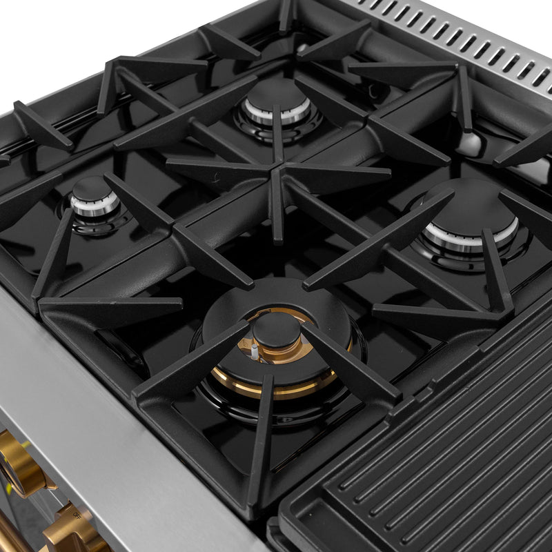 Kucht Professional 48" 6.7 cu ft. Propane Gas Dual Fuel Range with Gold Accents, KXP48-GL/LP