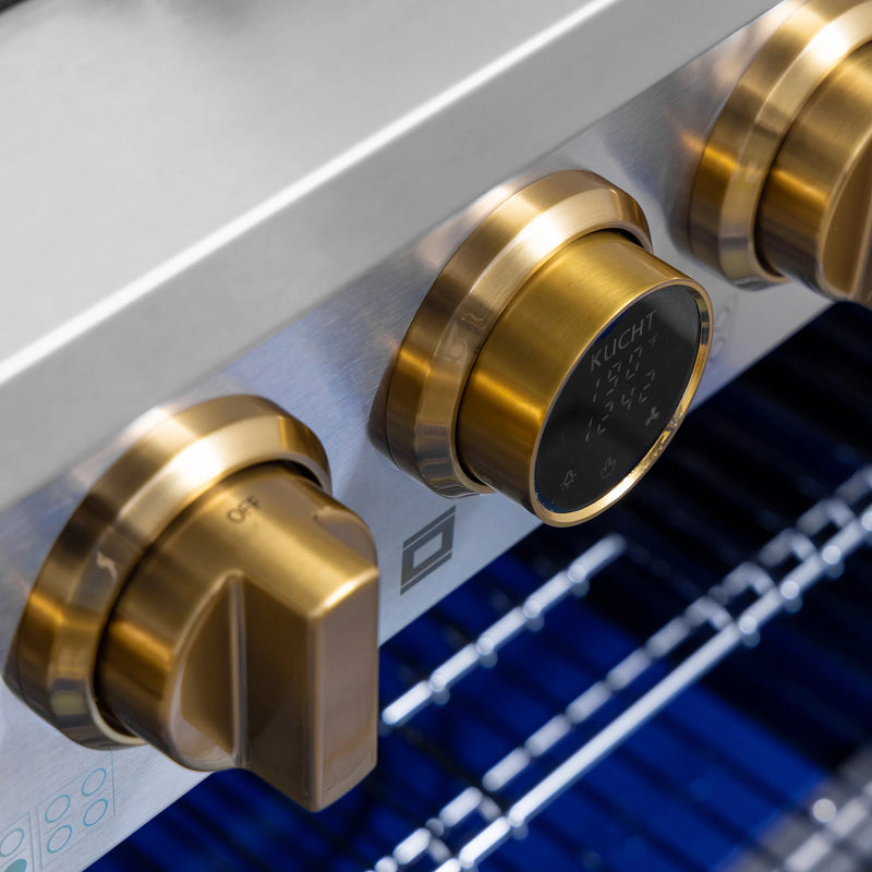 Kucht Professional 48" 6.7 cu ft. Propane Gas Dual Fuel Range with Gold Accents, KXP48-GL/LP