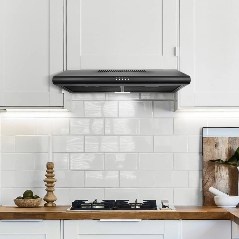 Cosmo 30" Delta Collection Under Cabinet Range Hood in Matte Black, 3-Speed Motor, LED Lights, COS-5MU30-BK