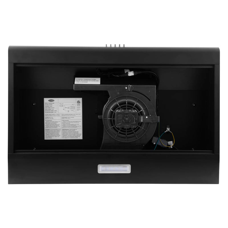 Cosmo 30" Delta Collection Under Cabinet Range Hood in Matte Black, 3-Speed Motor, LED Lights, COS-5MU30-BK