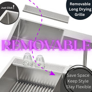 FORNO ACQUA 33 in. Drop-In/Undermount 40/60 Double Bowl Stainless Steel Sink with Waterfall Faucet